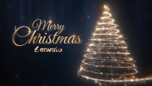 【AE模板】金色粒子线条环绕圣诞树祝福节日快乐开场片头动画 Christmas Opener