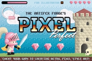 【AI笔刷】复古8Bit像素化图形游戏杂志海报排版笔刷图案纹理矢量设计工具包 Pixel Perfect – 8-bit Tool Kit