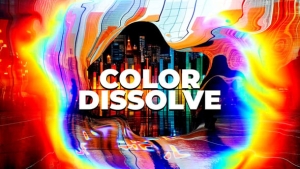【AE模板】创意复古VHS故障色彩溶解视频过渡开场动画(含模板音乐) Color Dissolve VHS Glitch Slideshow Opener