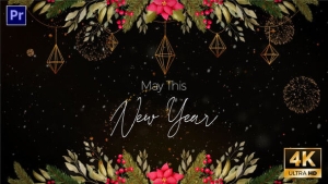 【PR模板】喜迎圣诞新年节日快乐祝福问候贺卡片头动画(含模板音乐) New Year Wishes | New Year Greetings V2