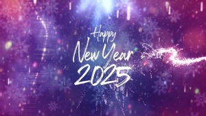 【AE模板】闪耀魔法粒子雨背景喜迎2025新年文字拖尾祝福动画(含模板音乐) Magic New Year Greetings