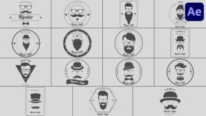 【AE模板】15个创意复古美容美发品牌徽章LOGO动画 Barbershop Badge Titles for After Effects