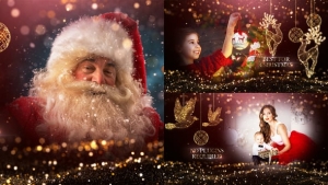 【AE模板】浪漫温馨圣诞节祝福粒子背景幻灯片动画 Christmas Slideshow
