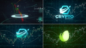 【AE模板】高科技数字金融虚拟加密货币概念图形LOGO徽标设计揭示动画(含模板音乐) Crypto Logo Reveal