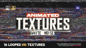 【AE模板】16个复古电视信号故障干扰花屏噪点纹理叠加动画 TV Noise Textures