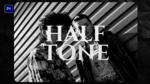 【PR模板】创意复古半色调纹理视频特效显示动画 Halftone Effect