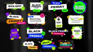 【AE模板】15个黑色星期五购物促销打折宣传文字标签动画 Black Friday Lower Third