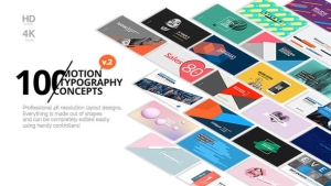 【AE模板】100款时尚动态文字标题排版动画 100 Motion Typography Concepts v2