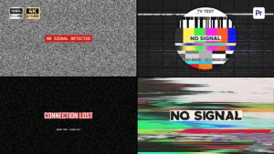 【PR模板】复古广播电视信号撕裂故障失真雪花噪点闪烁视觉特效 Bad Signal