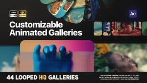 【AE模板】44个动态循环滑块轮播画廊幻灯片动画 Animated Galleries | Carousel & Sliders