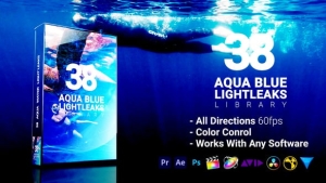 【视频素材】5款梦幻抽象水蓝色光晕流动波纹视频素材 3D Light Leaks – Aqua Water Blue