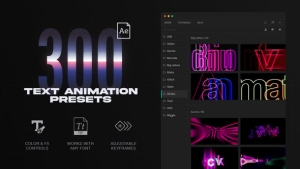 【AE脚本】300款时尚动态文本标题动画预设 Text Animations