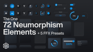 【AE模板】72种新拟态3D风格UI组件图形设计元素动画 The One – 72 Neumorphism Elements