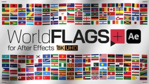 【AE模板】200个世界国家地区国旗旗帜飘扬动画 World Flags Plus for After Effects