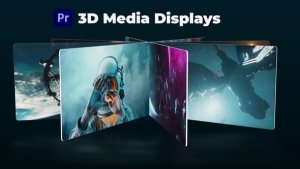 【PR模板】科技时尚3D卡片旋转幻灯片媒体展示动画 3D Media Displays for Premiere Pro
