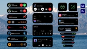 【AE/PR模板】20个苹果手机灵动岛UI界面动态图形展示动画 Phone UI Interface Pack