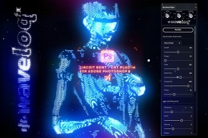 【PS插件】复古像素CRT显示数字电路弯曲扭曲故障模糊辉光特效PS插件  bangingjoints – Waveloq v1.1.0 Win/Mac汉化版