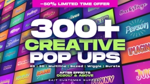 【AE/PR模板】300款创意活力彩色渐变弹跳爆发文字标题动画预设 Creative Pop Ups Pack