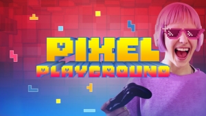 【FCPX插件】49个复古像素化科技游戏角色字幕标题Logo图形包装动画 Pixel Playground 汉化版