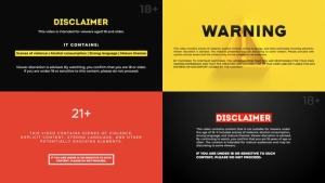 【AE模板】视频画面片段警告用户年龄内容限制免责声明提示动画 Caution Clips – Editable Disclaimer Video Templates