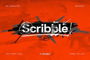 【PNG素材】150款手写涂鸦字母符号图形线条创意设计PNG素材 Scribble Set (150+ Elements)