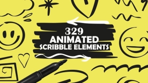 【AE模板】329个箭头气泡字母符号线条标记涂鸦动画动画 Scribble Elements