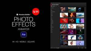 【AE脚本】图像拖尾粒子破碎消散汇聚遮罩燃烧火焰线条视觉特效 Photo Effects Animator v11