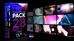 【AE/PR模板】28组电影胶片灼烧光效刮痕闪烁视频转场预设动画 Film Transitions Pack
