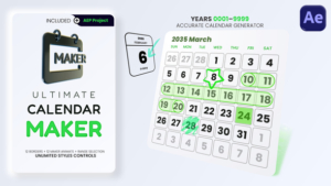【AE模板】高级动态日历日期标注记录动画工具包 Ultimate Dynamic Calendar Toolkit