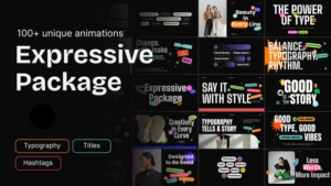【AE模板】100+创意时尚社交媒体头像标签贴纸标题图文排版动画 Expressive Pack