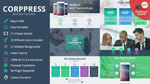 【AE模板】公司企业文化人物介绍合作共赢业务展示宣传片头 Corppress – Business Presentation