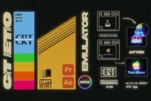 【AE/PR模板】复古CRT显示器闪烁失真扫描线荧光模拟显示效果 Animafx – CRT Retro