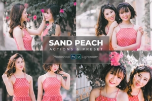 【LR预设】淡雅时尚可爱少女风桃粉色调户外人像摄影调色Ligntroom预设 Actions & Presets – Sand Peach Style