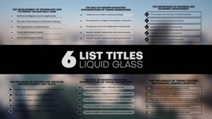 【AE模板】时尚现代液体玻璃模糊背景动态列表标题动画 Liquid Glass List Titles