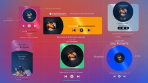 【AE模板】精美简洁音乐播放器挂件小控件UI界面动画 Music Widget