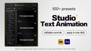 【AE模板/脚本】100组简单文字标题缓入缓出动画预设 Studio Text Animation – AAPOWER