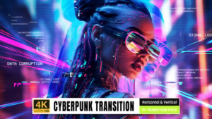【达芬奇模板】炫酷时尚赛博朋克数字故障效果视频转场预设 Cyberpunk Digital Glitch Transition For DaVinci Resolve