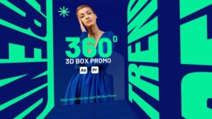 【AE/PR模板】动感时尚360度3D空间动力学图文环绕穿梭排版视频片头宣传动画 360 Box Promo – 3D Cube Walkthrough Opener