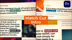 【PR模板】网页信息文稿内容引用快速匹配高亮展示动画 Website Match Cut Intro MOGRT