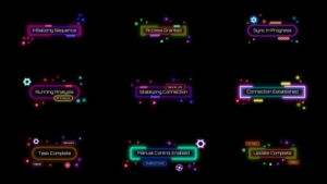 【AE模板】时尚赛博霓虹科技HUD发光界面文字标题动画 Neon Cyber HUD Titles & Lower Thirds