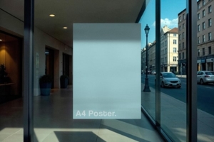 【PS样机】商场商铺店面橱窗海报广告PS样机模板 Gallery Window Poster Mockup