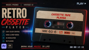 【PR模板】复古音乐随身听磁带播放器演示动画 Cassette Tape Player For Premiere Pro