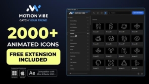 【AE脚本】2000+简洁线条绘制动态图标素材预设库 Animated Icons Pack