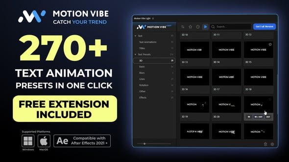 【AE脚本】270个3D旋转模糊弹跳文本标题动画预设 Text Animation Presets Pack