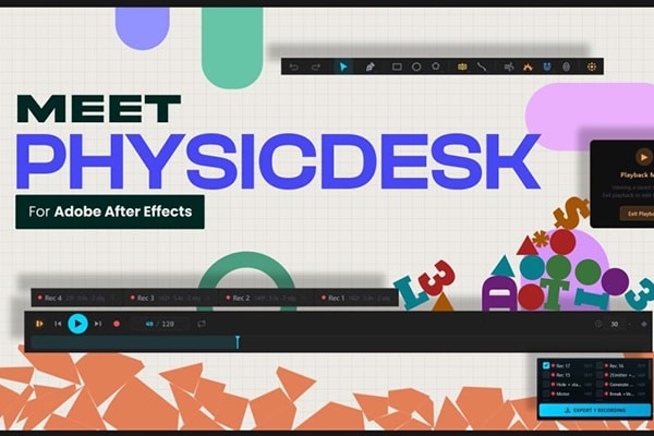 【AE脚本】实时2D物理动力学动画效果模拟器 PhysicDesk v1.6.23 +使用教程