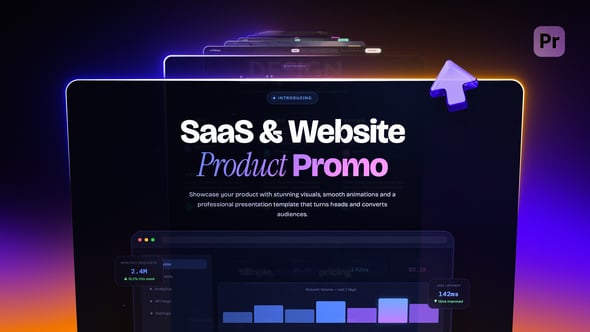 【PR模板】SaaS平台Web应用AI产品发布路演介绍宣传动画 SaaS Product Promo MOGRTs