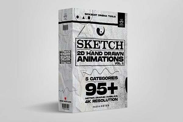 【4K视频素材】95个二维手绘涂鸦箭头图形标记元素视频动画 Sickboat – Sketch Vol.1：2D Hand Drawn Animations