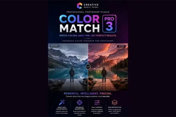【PS插件】快速颜色取样色彩匹配调色插件 Creative Magic Panel – Color Match Pro 3 v3.0.1 Win/Mac汉化版