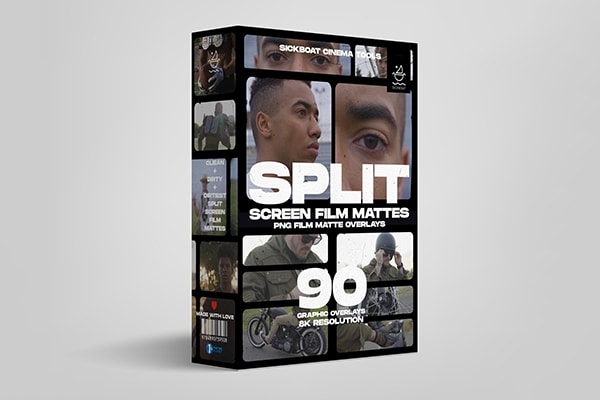 【图片素材】90款照片电影视频分屏排版边框遮罩PNG图片素材 Sickboat – Split Screen Film Mattes (8K)