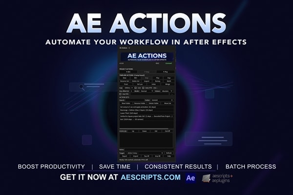 【AE脚本】AE操作流程自动记录批处理动作脚本 AE Actions v1.0.8 +使用教程